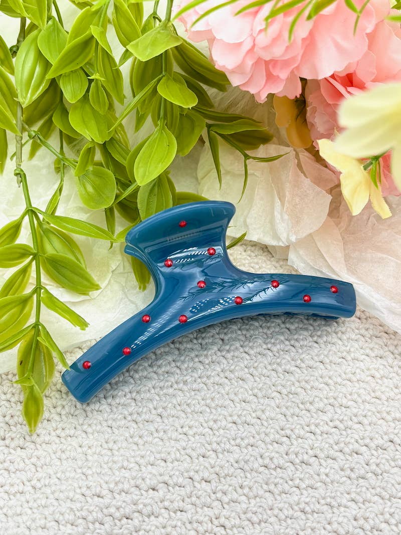Dotty Blue Haarspange 12 cm