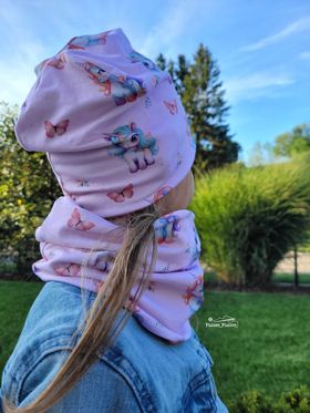Eigenproduktion Baumwolljersey Regenbogen Unicorn Schmetterling Hellrosa