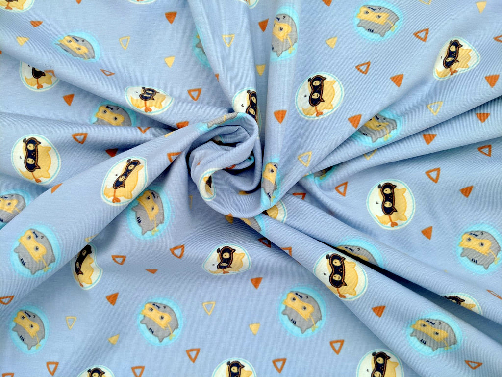 Cotton Jersey Mask Animals Light Blue