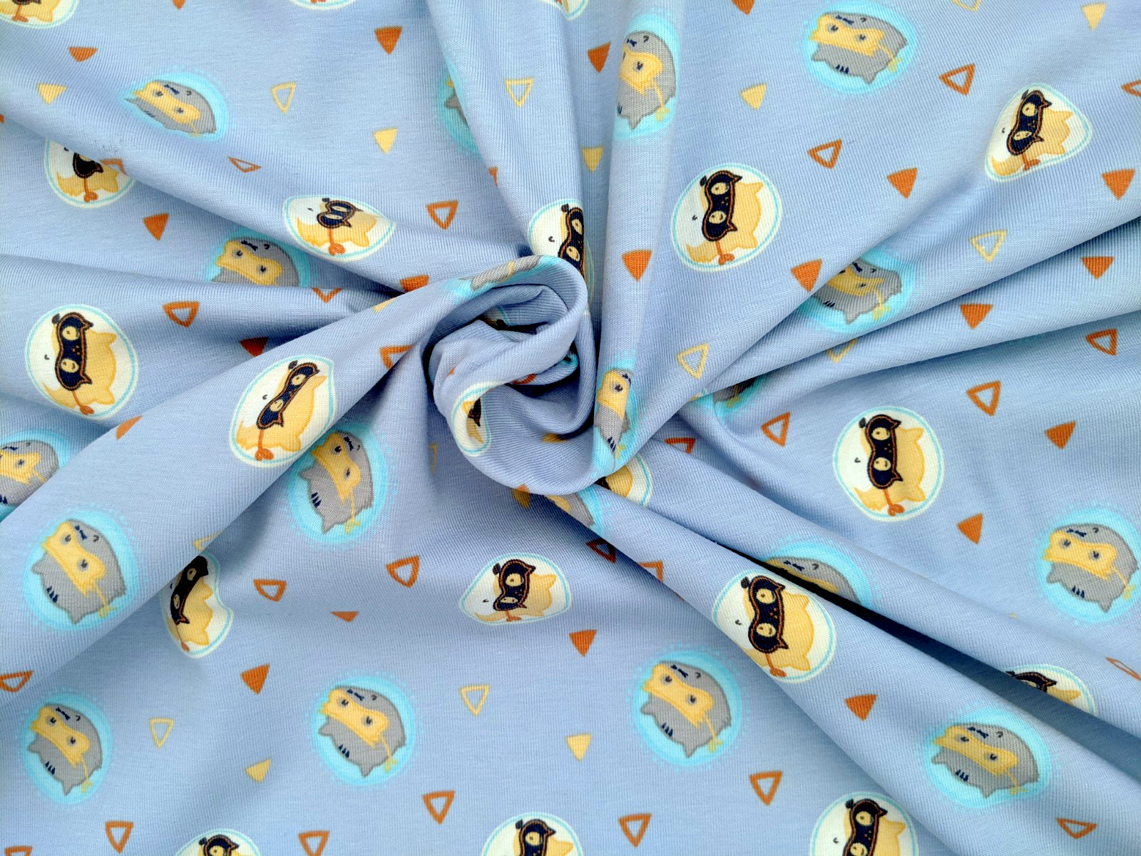 Cotton Jersey Mask Animals Light Blue