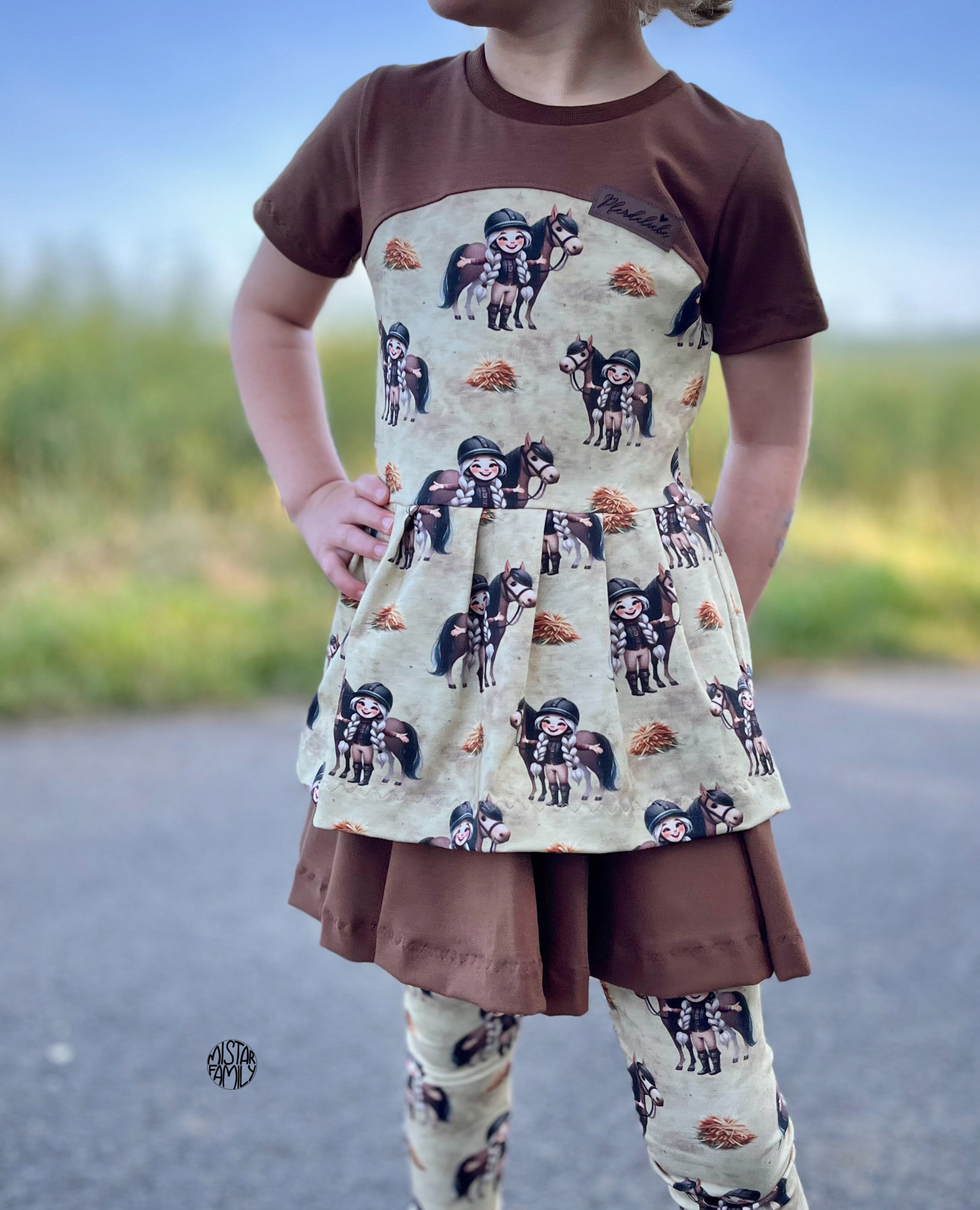 In-house production Cotton Jersey Horse Girls and Their Pony