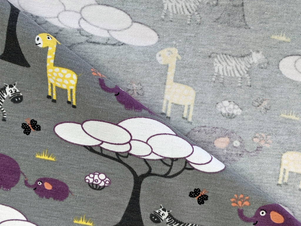 Cotton Jersey Africa Wild Animals