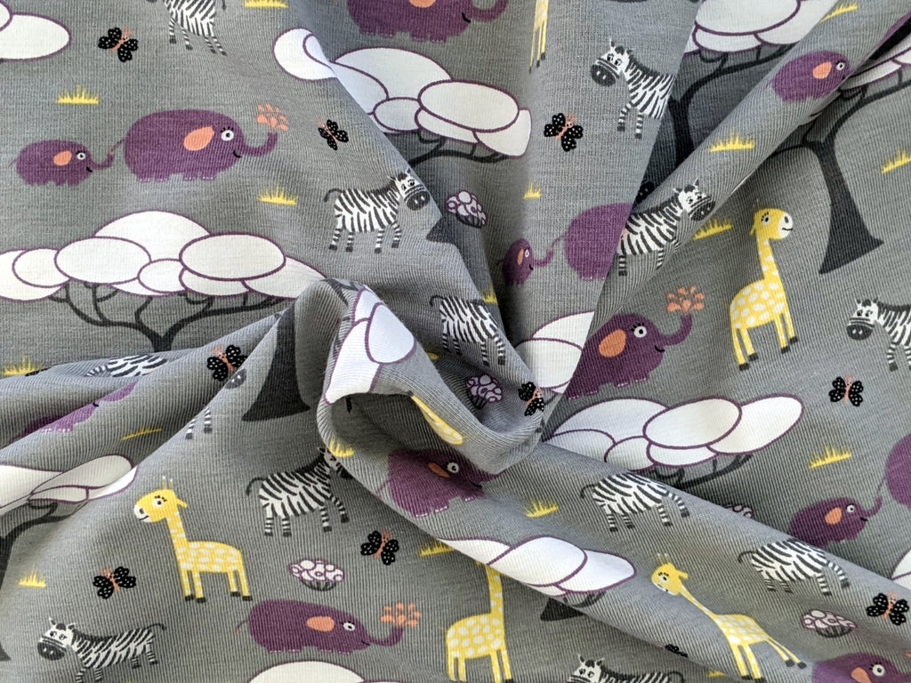 Cotton Jersey Africa Wild Animals