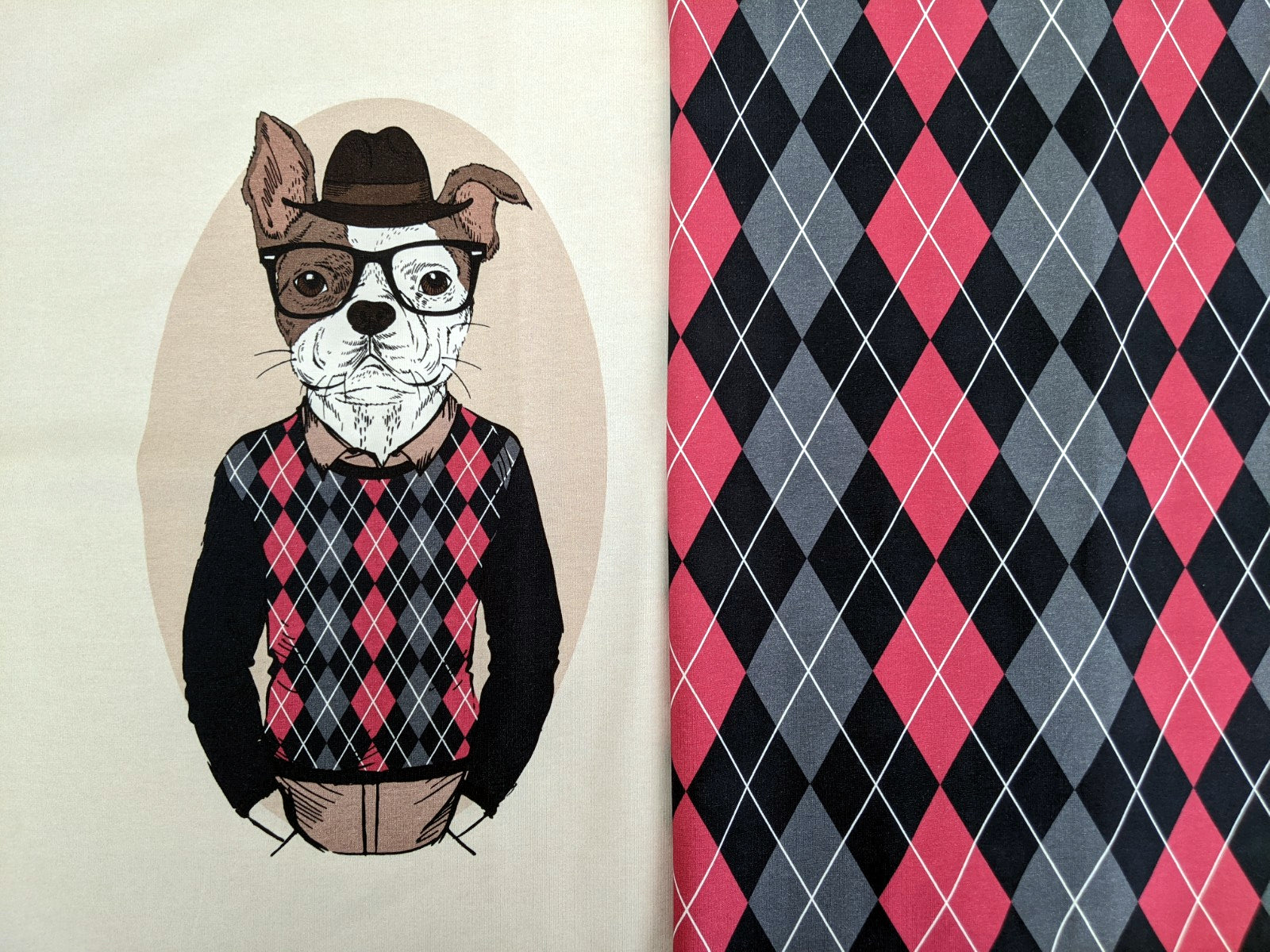 Cotton jersey panel approx. 50 cm Clever Dog