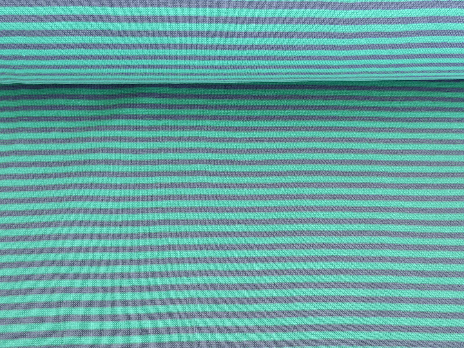 Bündchen getsreift bleigrau/mint 3mm