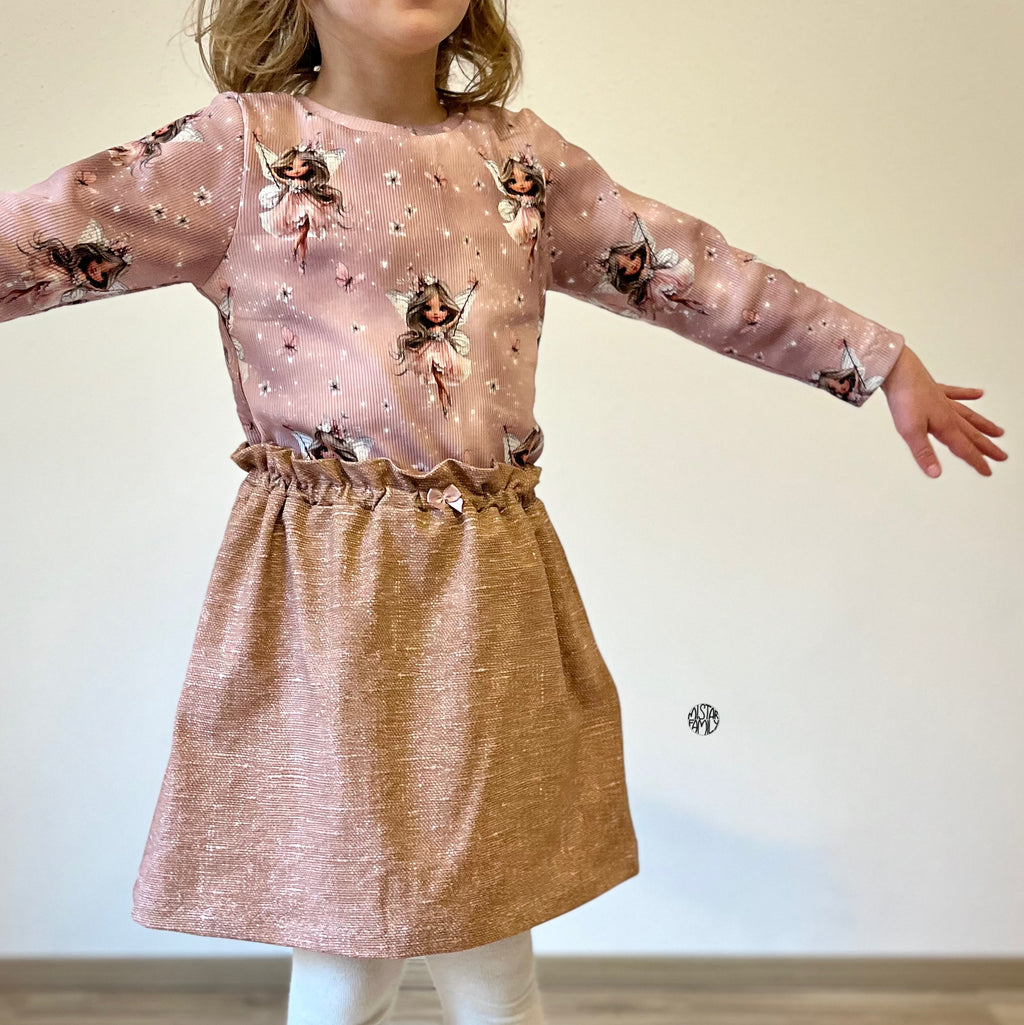 In-house production cotton jersey Butterfly Fairy on antique rose