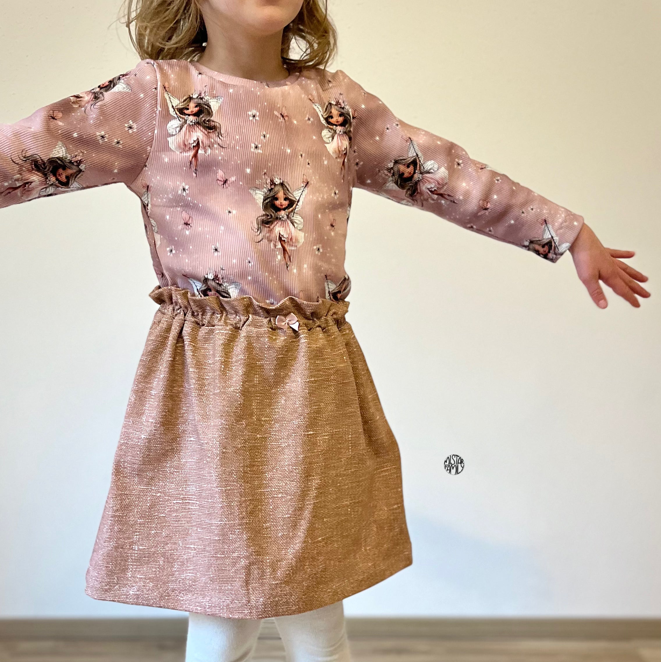 In-house production cotton jersey Butterfly Fairy on antique rose
