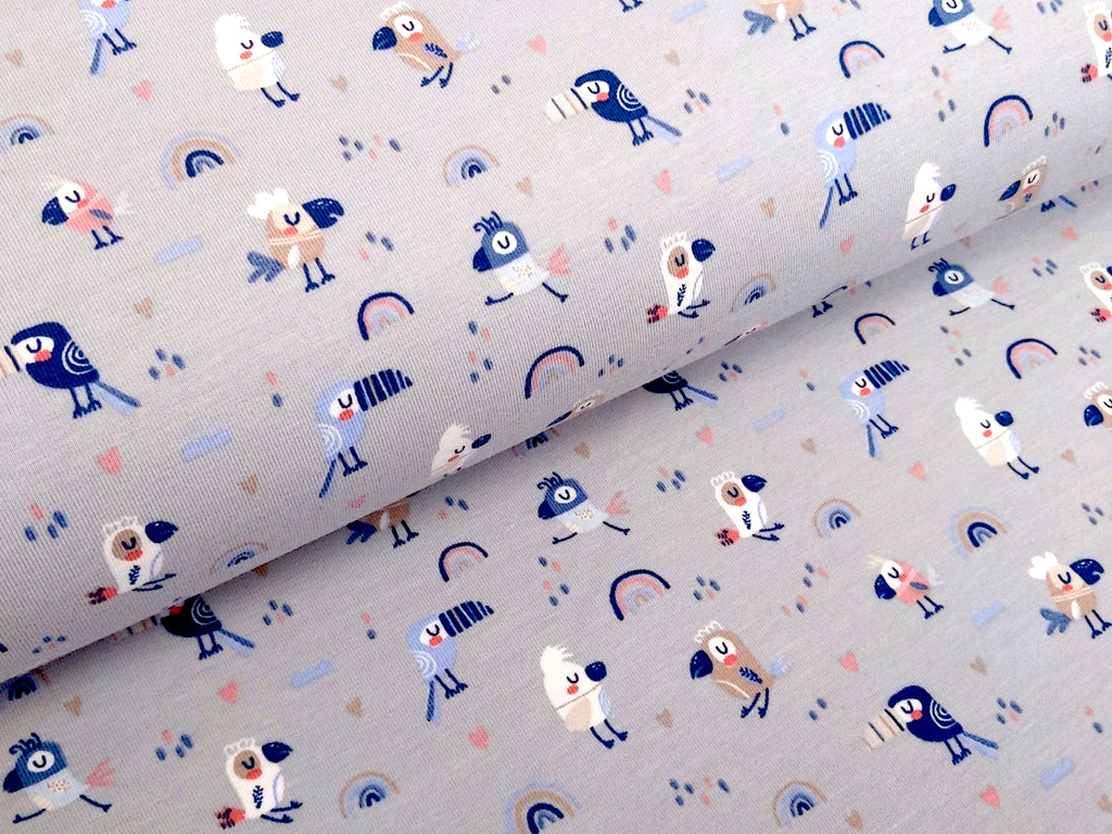 Cotton jersey small toucan light gray
