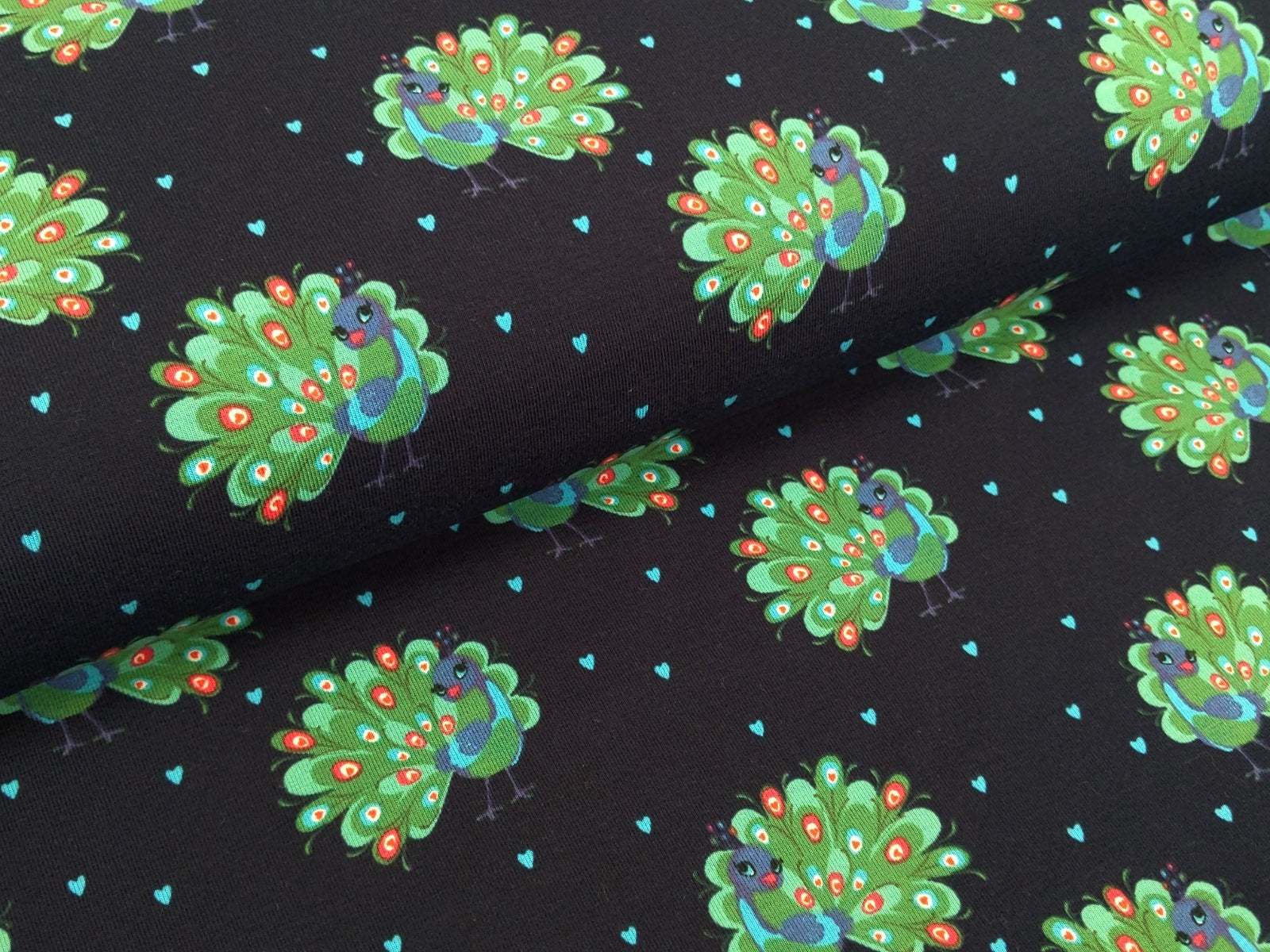 Cotton Jersey Penny Peacock Night Blue