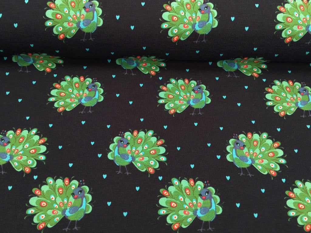 Cotton Jersey Penny Peacock Night Blue