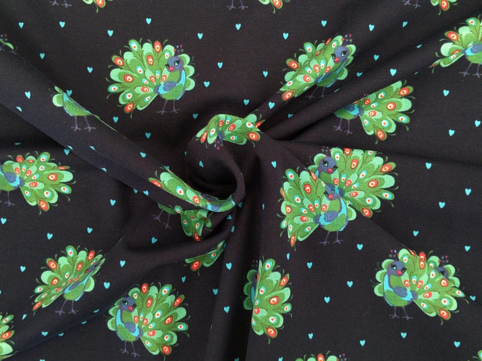 Cotton Jersey Penny Peacock Night Blue
