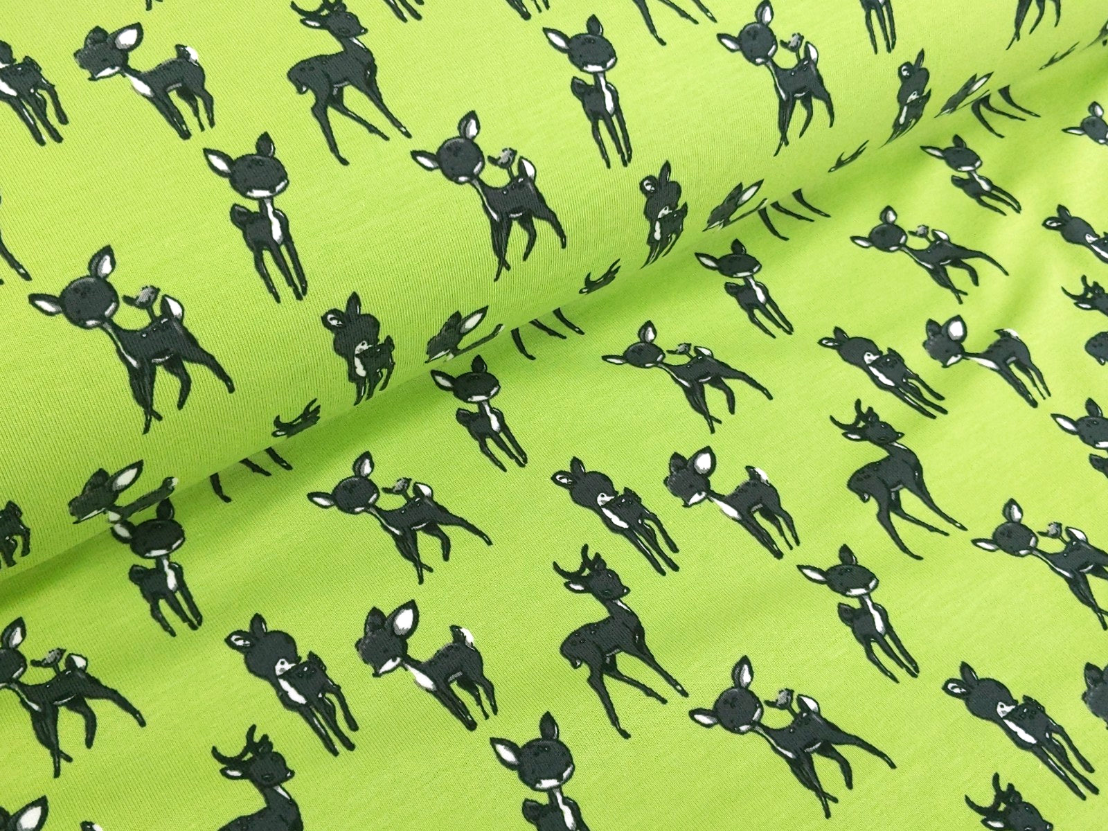 Cotton Jersey Fawn Deer Light Green / Lime