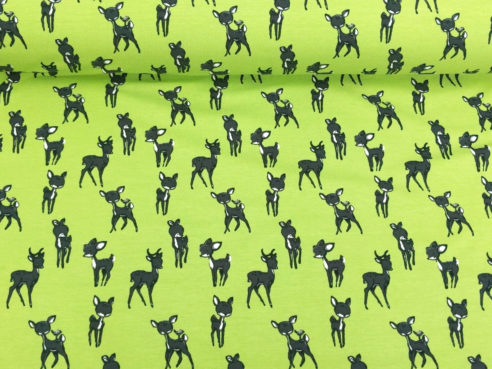 Cotton Jersey Fawn Deer Light Green / Lime