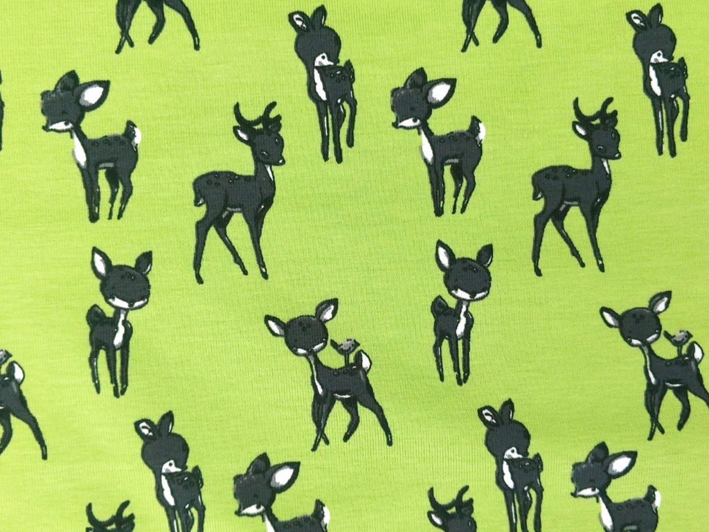 Cotton Jersey Fawn Deer Light Green / Lime