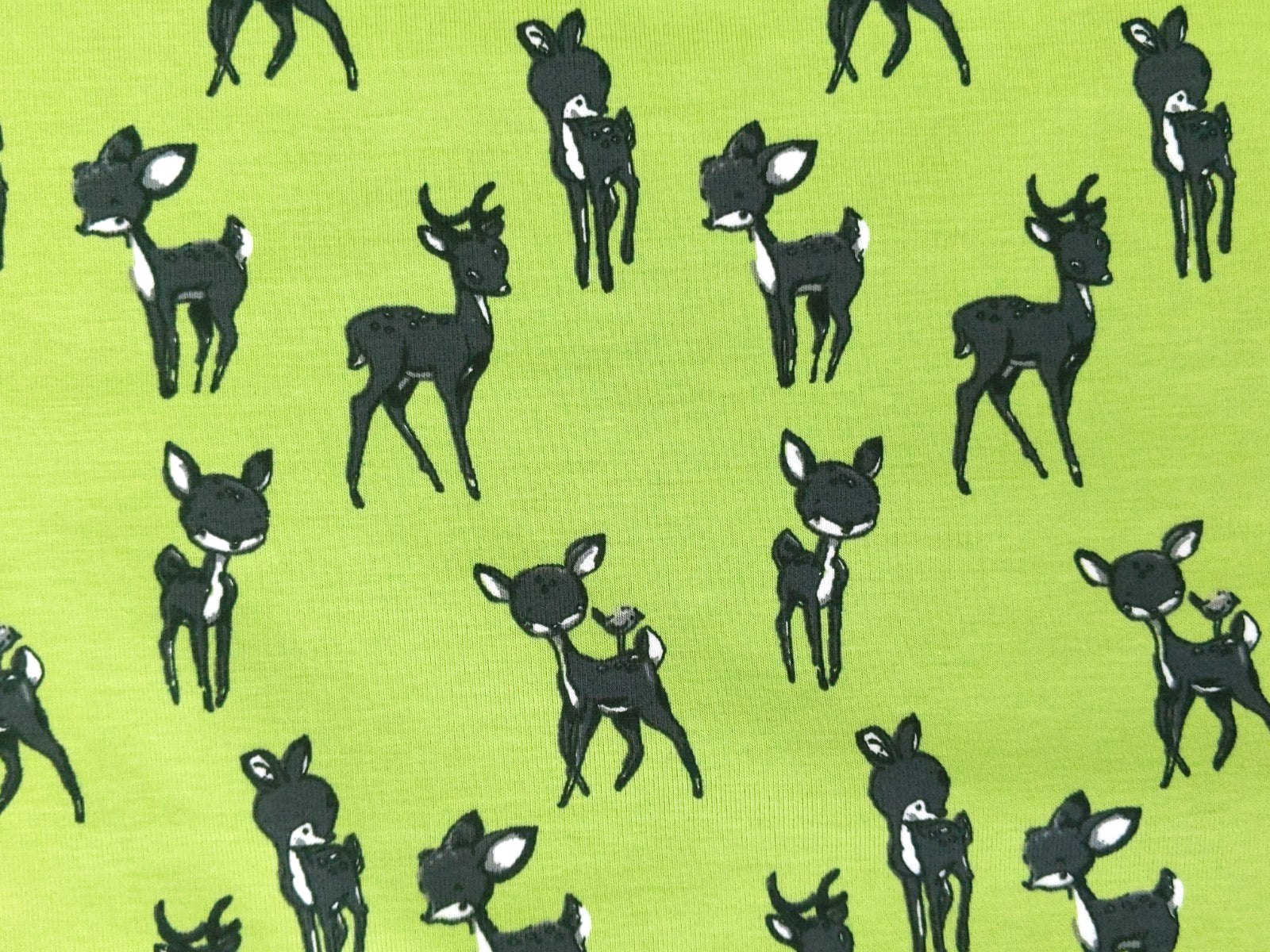 Cotton Jersey Fawn Deer Light Green / Lime