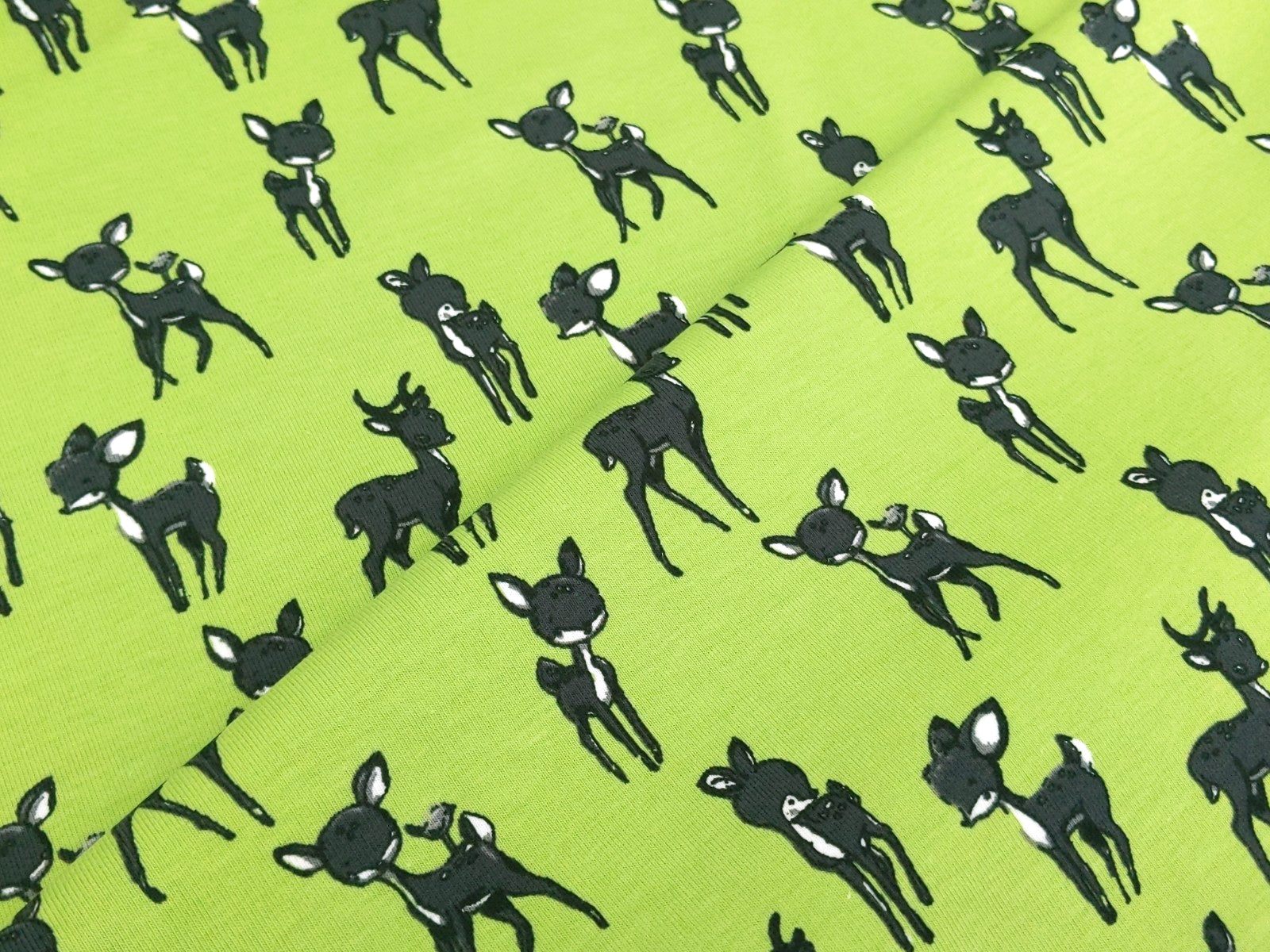 Cotton Jersey Fawn Deer Light Green / Lime