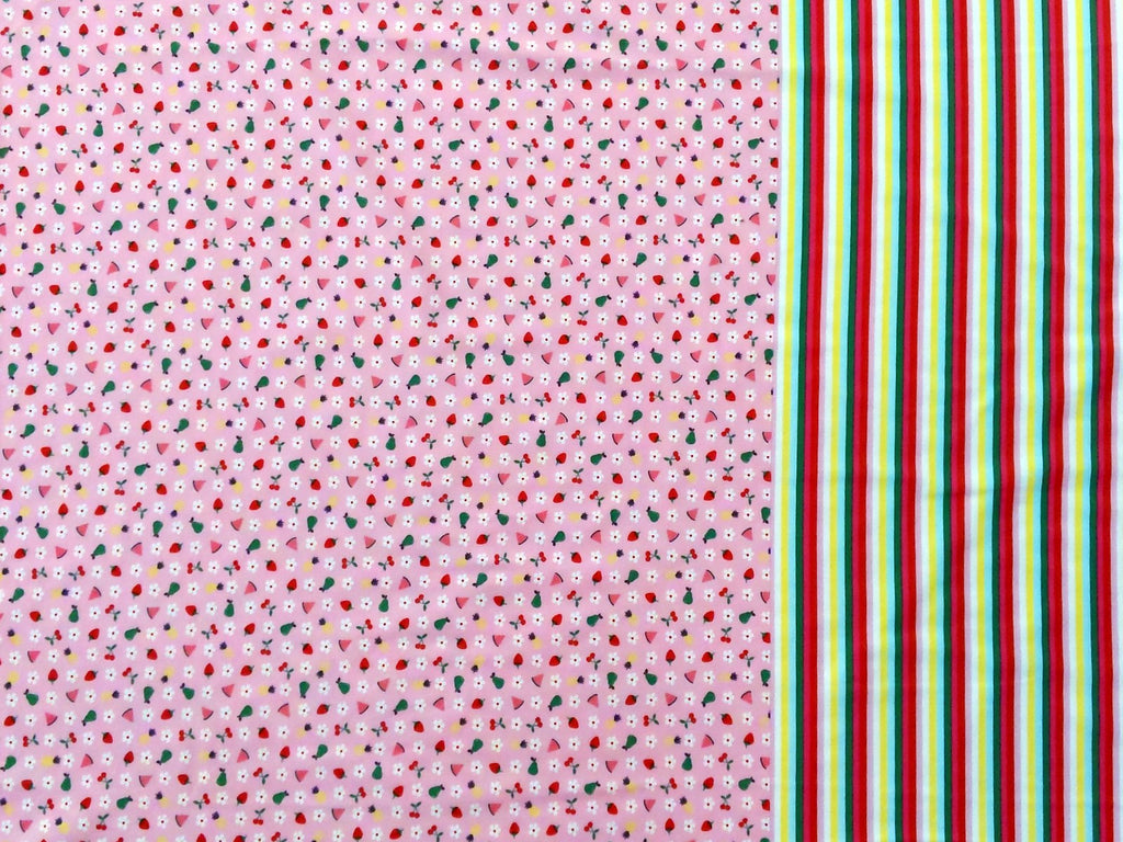 Baumwolljersey Panel ca 100 cm Erdbeere auf Blumen