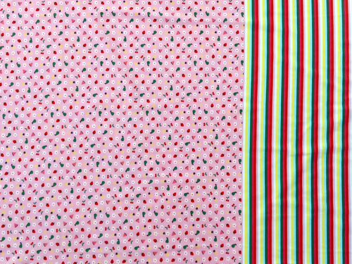 Baumwolljersey Panel ca 100 cm Erdbeere auf Blumen