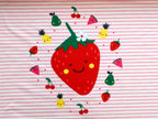 Baumwolljersey Panel ca 100 cm Erdbeere auf Blumen