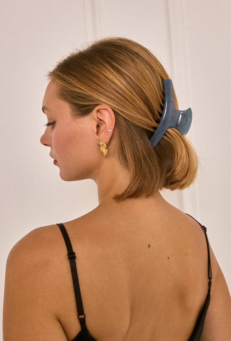 Dotty Blue Haarspange 12 cm