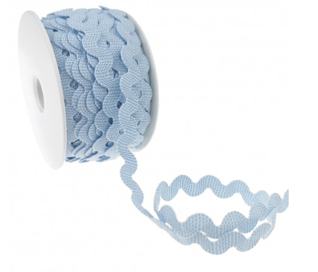 Zigzag Braid Patterned Stripe 12mm - Light Blue White