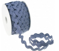 Scalloped Braid Patterned Stripe 12mm - Night Blue White