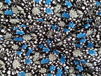 Cotton Fabric Poplin Flowers Aqua Black