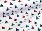 Baumwolljersey Kleine Segelboote Weiss