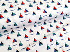 Baumwolljersey Kleine Segelboote Weiss