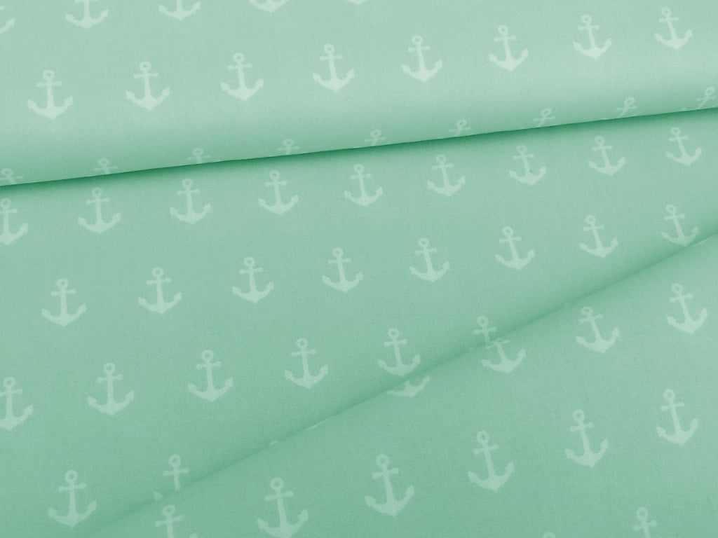 Cotton Fabric Poplin Anchor Mint