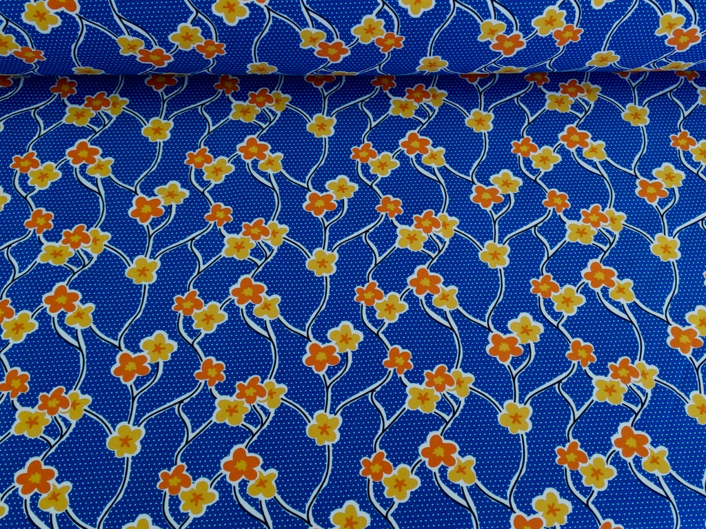 Softshell Floral Vines Blue