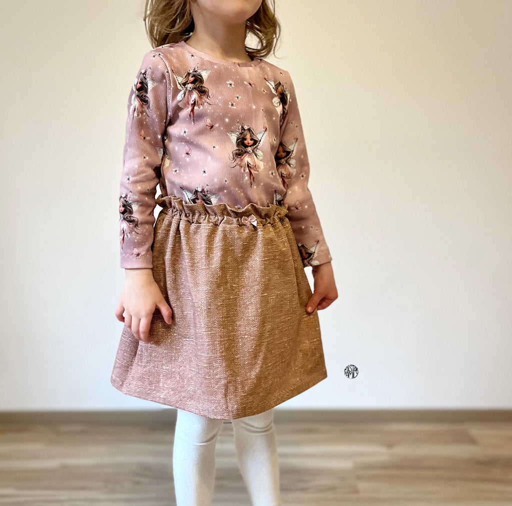 In-house production cotton jersey Butterfly Fairy on antique rose