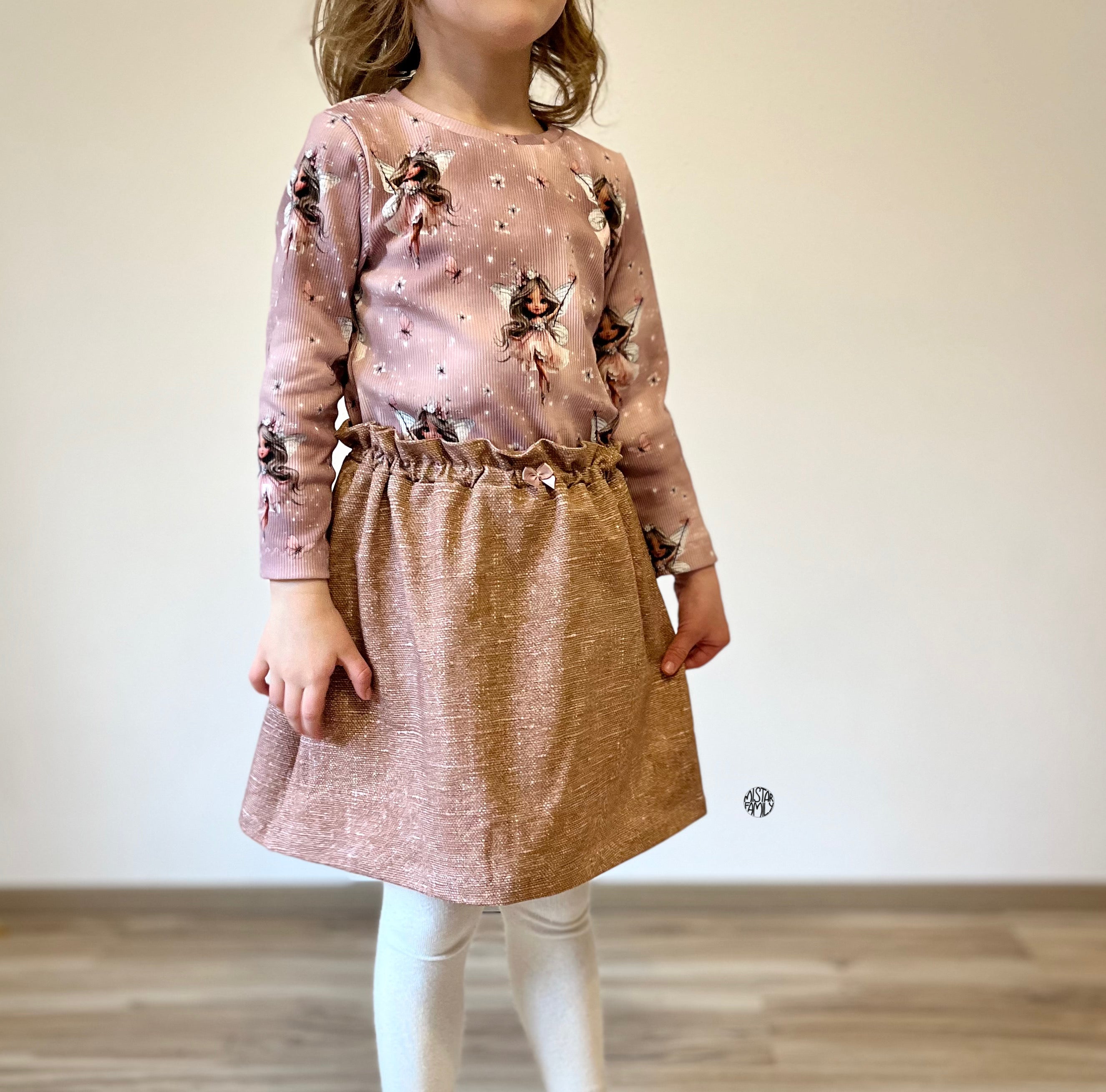 In-house production cotton jersey Butterfly Fairy on antique rose