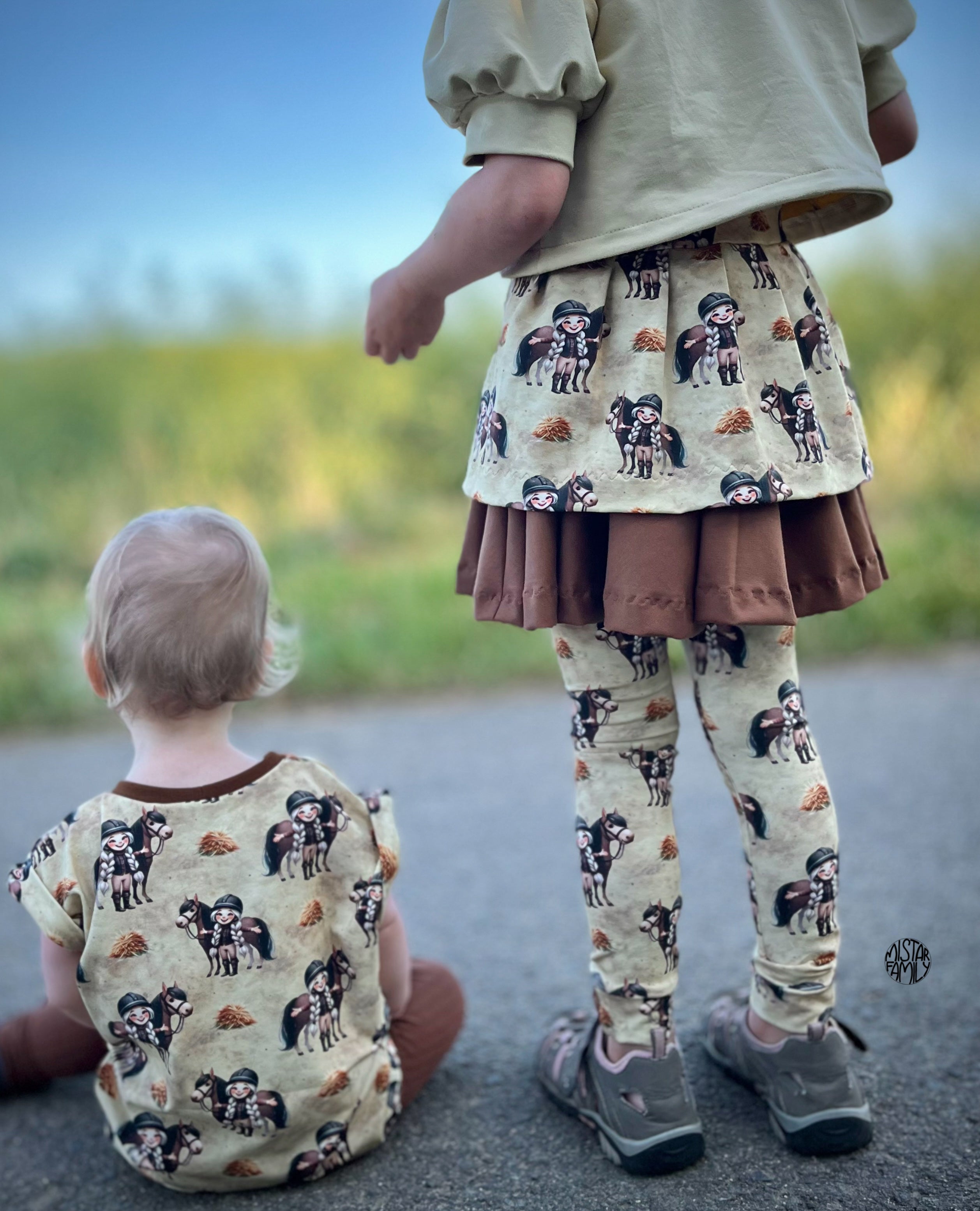 In-house production Cotton Jersey Horse Girls and Their Pony
