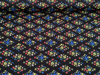 Cotton Fabric Floral Print Black