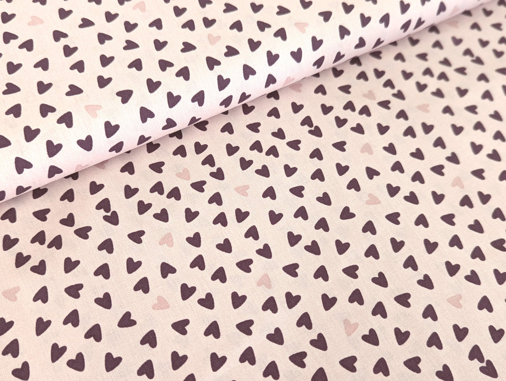 Cotton Fabric Poplin Sweet Hearts on Light Old Pink