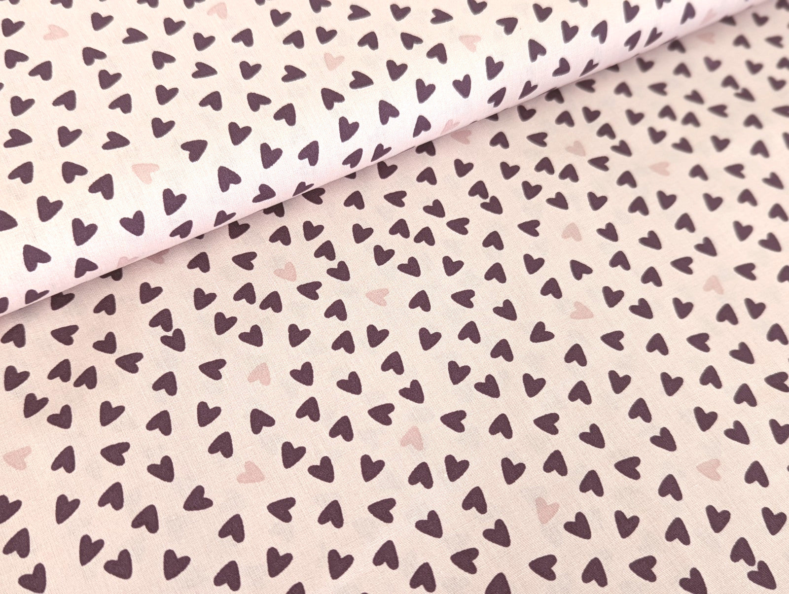 Cotton Fabric Poplin Sweet Hearts on Light Old Pink