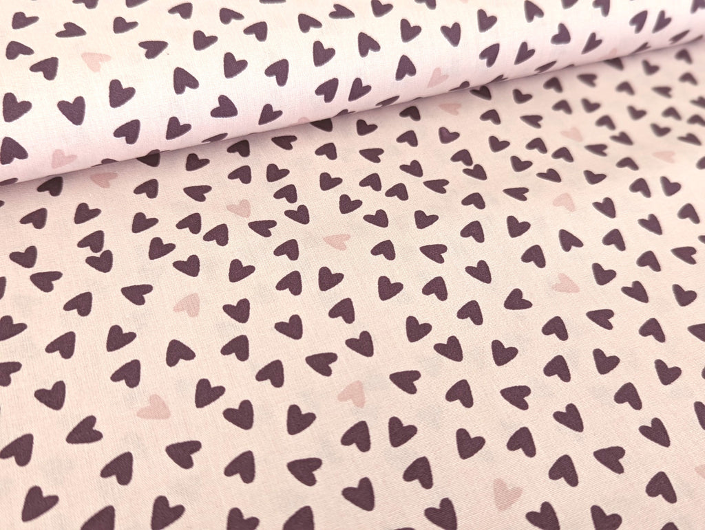 Cotton Fabric Poplin Sweet Hearts on Light Old Pink