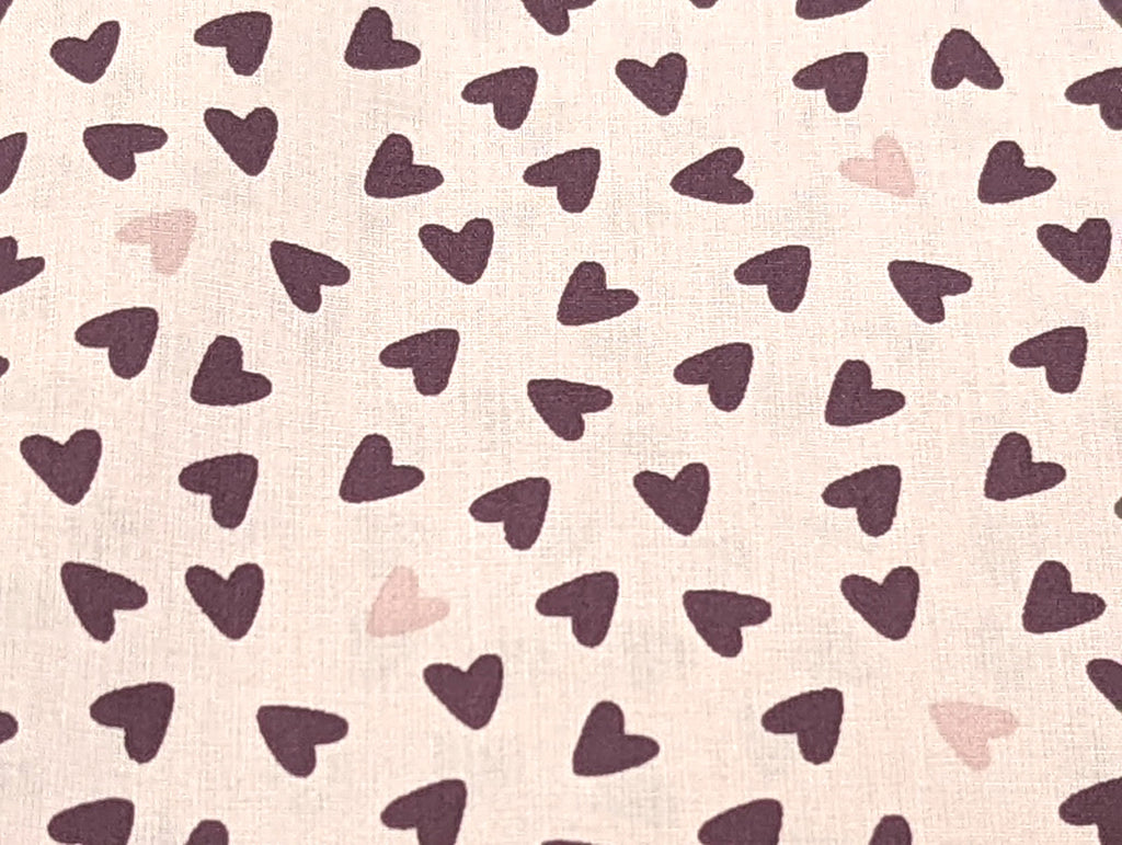Cotton Fabric Poplin Sweet Hearts on Light Old Pink