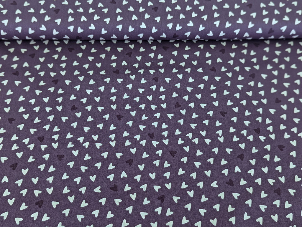 Cotton Fabric Poplin Sweet Hearts on Lilac