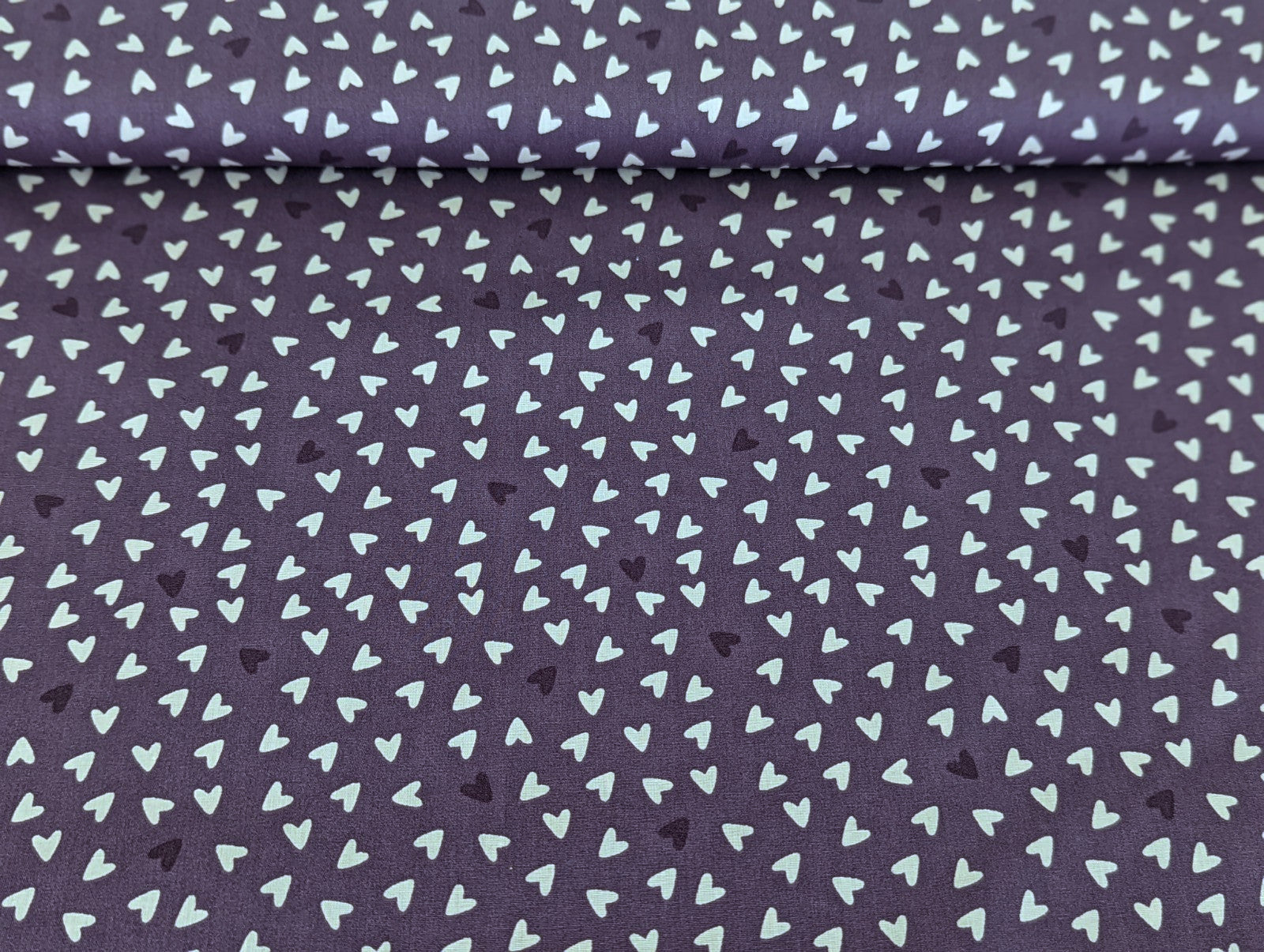 Cotton Fabric Poplin Sweet Hearts on Lilac