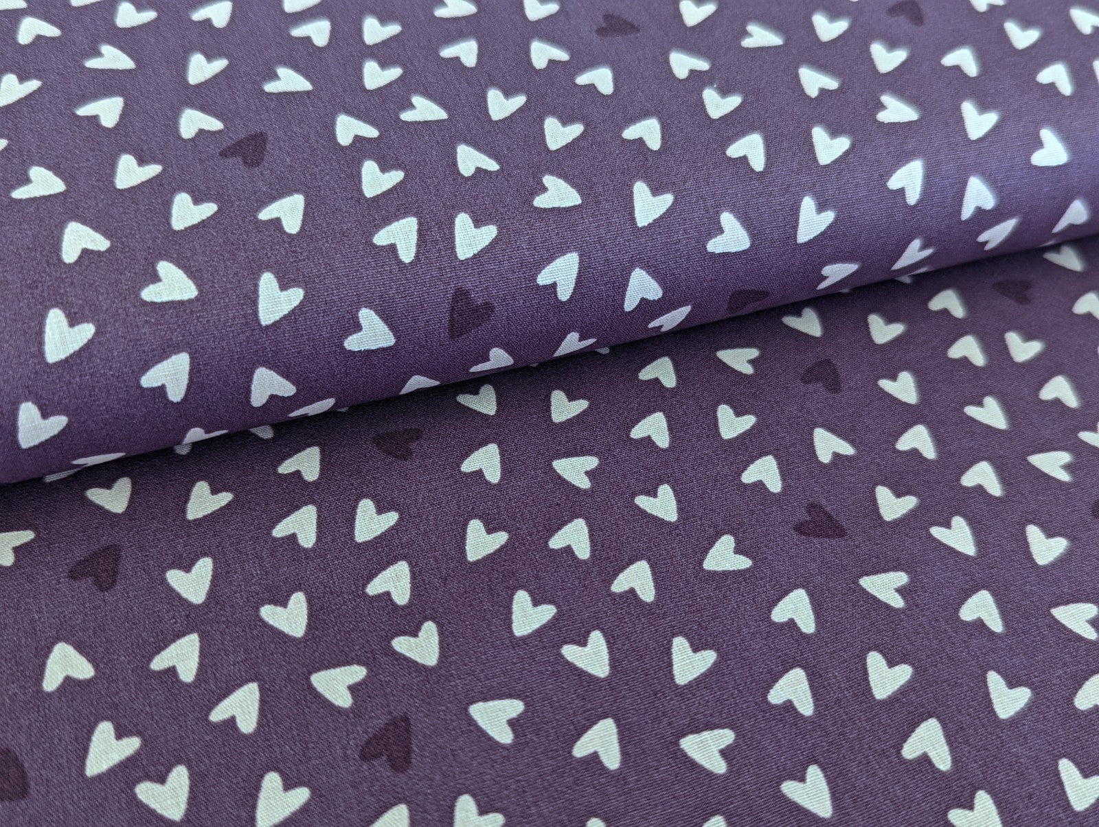 Cotton Fabric Poplin Sweet Hearts on Lilac