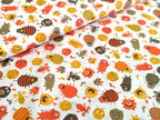 Baumwollstoff Poplin Kleine Aliens Monster auf Weiss