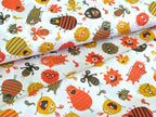 Baumwollstoff Poplin Kleine Aliens Monster auf Weiss
