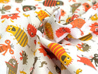 Baumwollstoff Poplin Kleine Aliens Monster auf Weiss