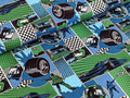 Cotton Fabric Racing Racetrack Green 65 x 150 cm
