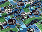 Cotton Fabric Racing Racetrack Green 65 x 150 cm