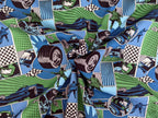Cotton Fabric Racing Racetrack Green 65 x 150 cm