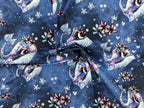 In-house production cotton jersey panel + combination whale Wallery on smokey blue-purple 65x165 cm