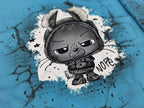 In-house Production Cotton Jersey Panel + Co-ordinating Design Little Rebel on Turquoise 65x165 cm